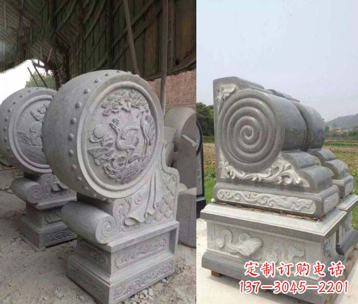 保定招财抱鼓石大理石门墩