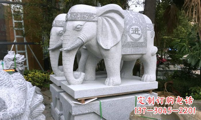 保定招财进宝大理石门口大象雕塑