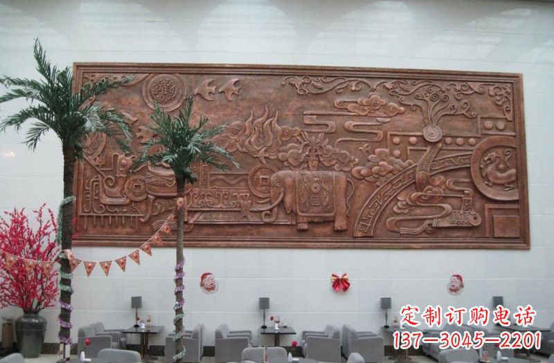 保定招财进宝大象铜浮雕