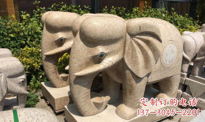 保定招财进宝砂岩大象石雕