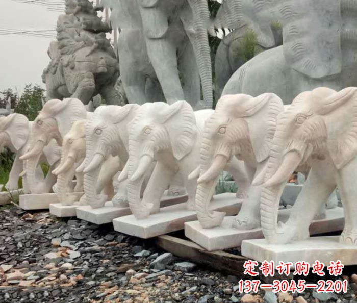保定招财晚霞红大象石雕 (3)