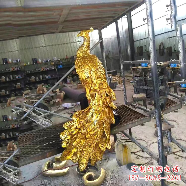 保定中国古代传说中的瑞鸟凤凰鎏金铜雕