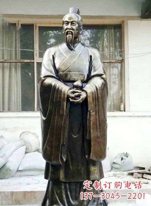 保定中国古代名医扁鹊铸铜雕像半身像