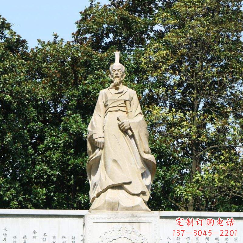 保定中国名人战国时期楚国诗人屈原砂岩石雕像