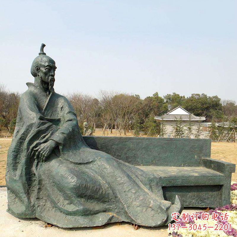 保定中国明末清初知名画家八大山人(朱耷)雕塑塑像-公园历史名人铜雕像