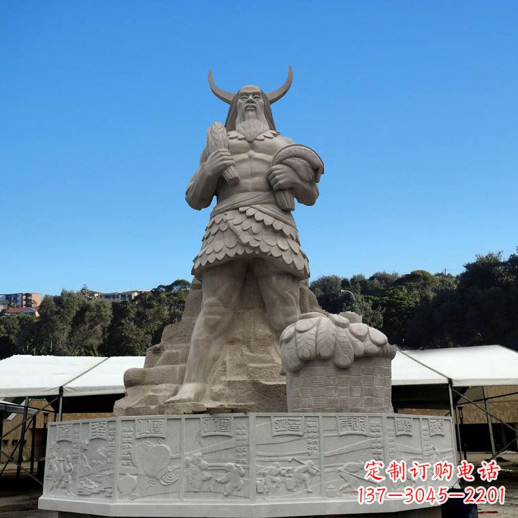 保定中国上古人物人文初祖汉白玉神农雕像