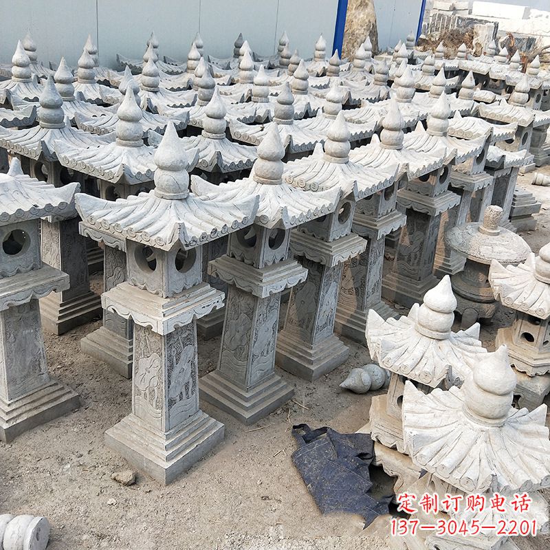 保定中式青石灯笼雕塑