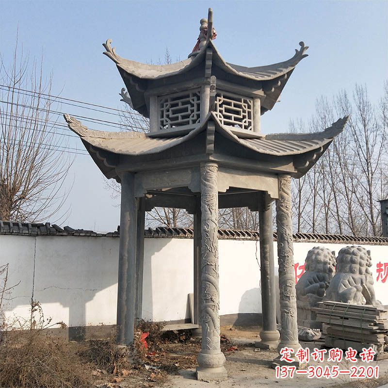 保定中式双层石雕凉亭