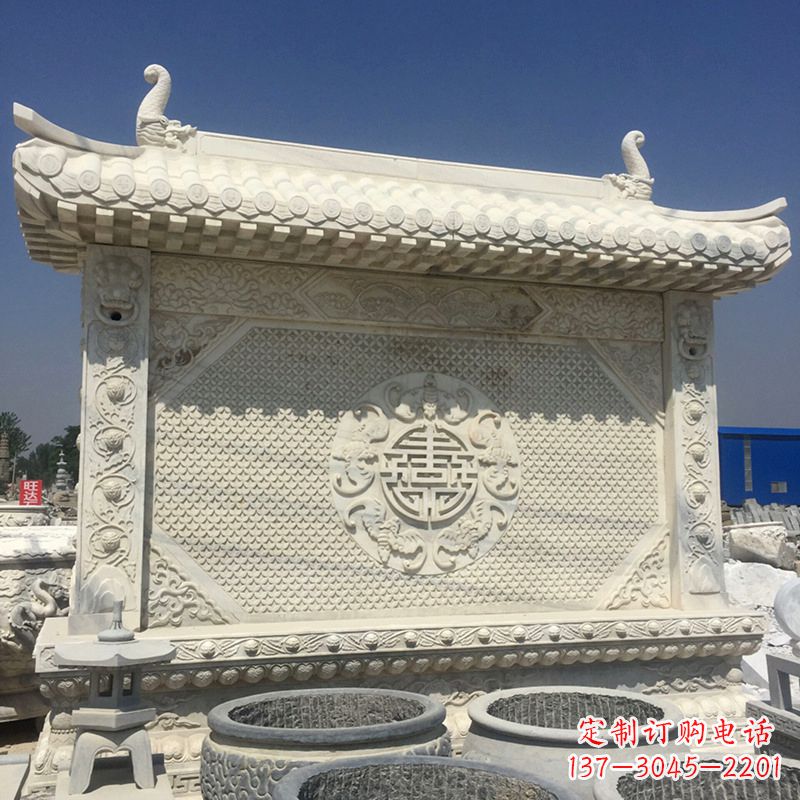保定中式庭院影壁石雕-中国古建大门萧墙