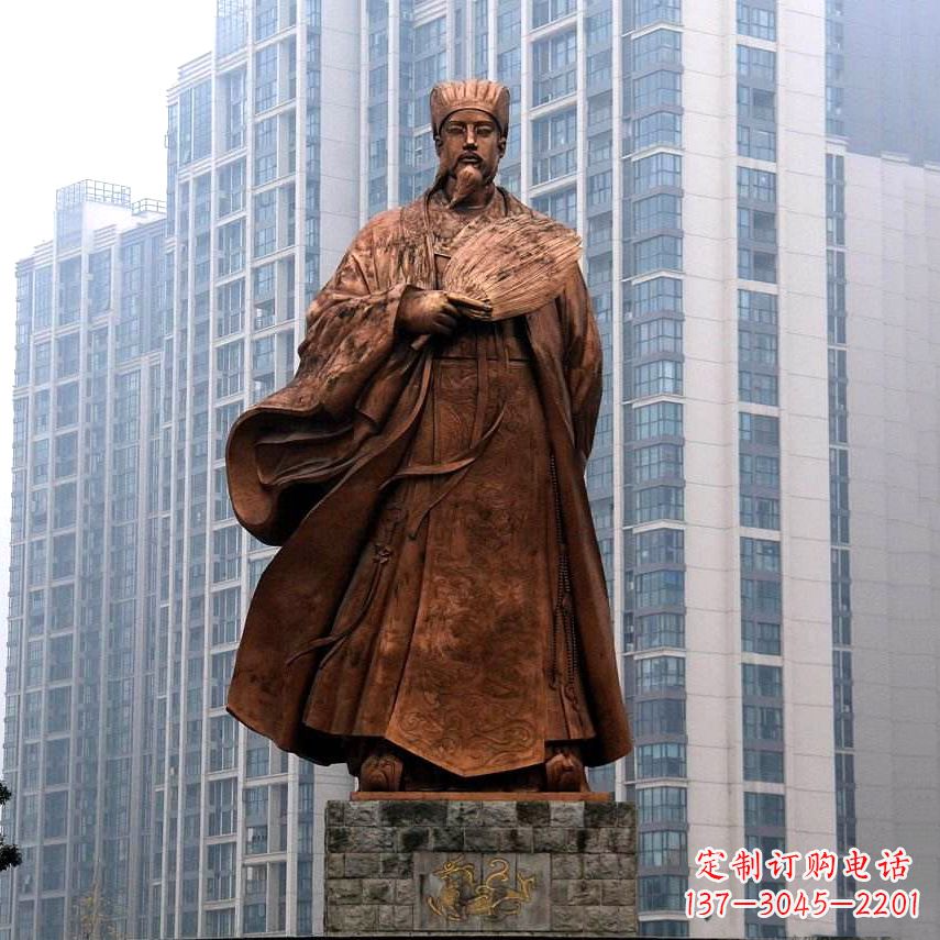 保定诸葛亮城市景观铜雕像-中国古代著名人物三国谋士卧龙先生雕塑