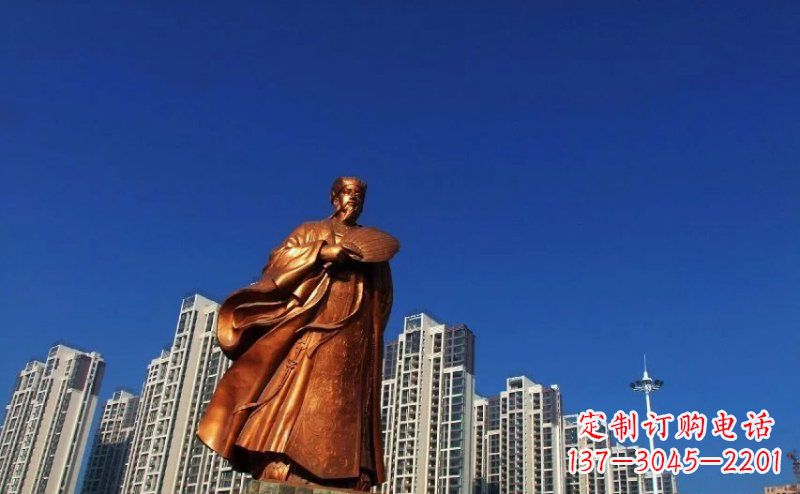 保定诸葛亮古代名人铜雕 (2)