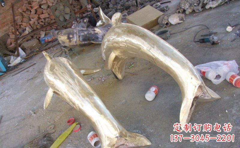 保定铸铜海豚公园动物铜雕