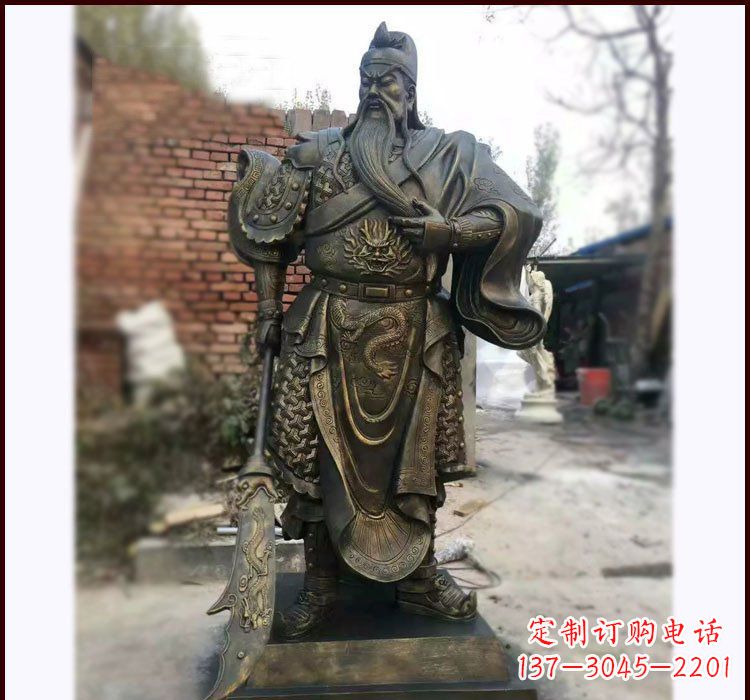 保定铸铜立式关公雕塑