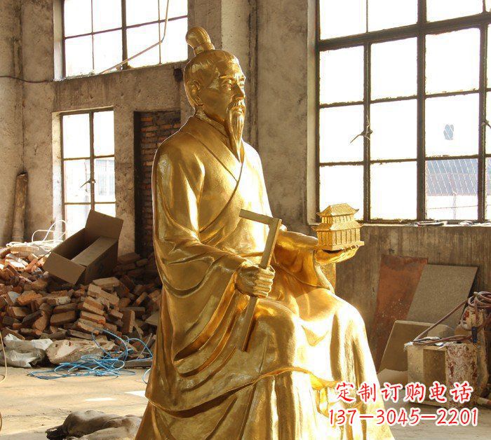保定铸铜鲁班古代人物铜雕
