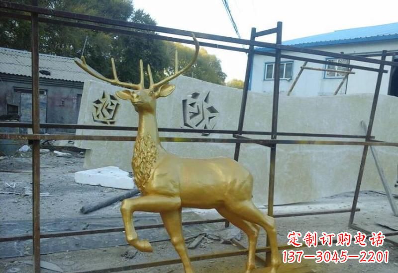 保定铸铜梅花鹿雕塑