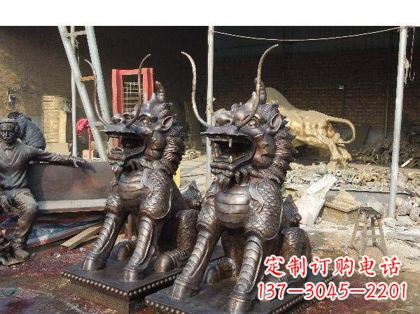 保定铸铜麒麟雕塑2221