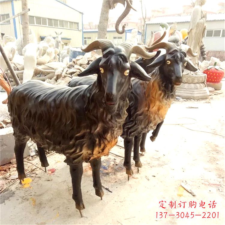 保定铸铜山羊雕塑