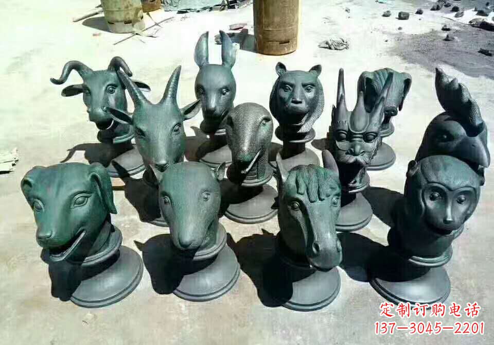 保定铸铜十二生肖动物雕塑