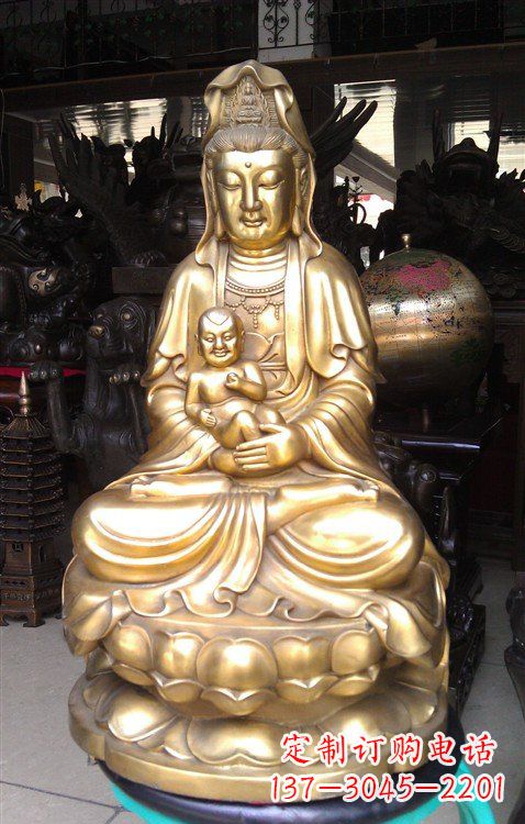 保定铸铜送子观音雕塑