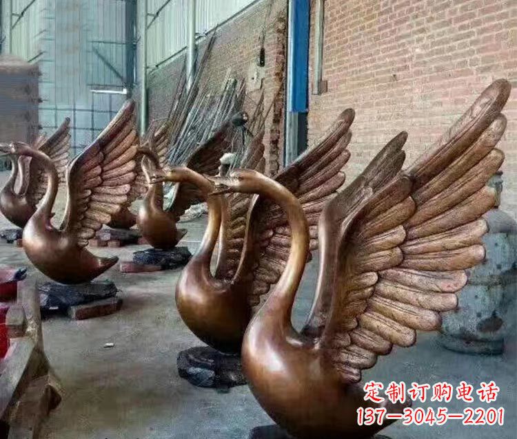 保定铸铜天鹅喷水动物喷泉雕塑