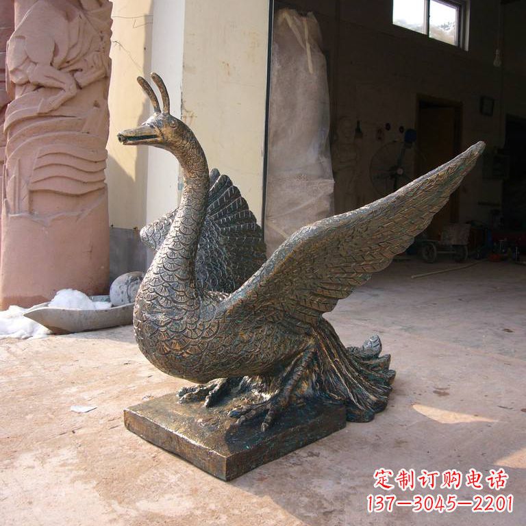 保定铸铜天之四灵朱雀雕塑摆件