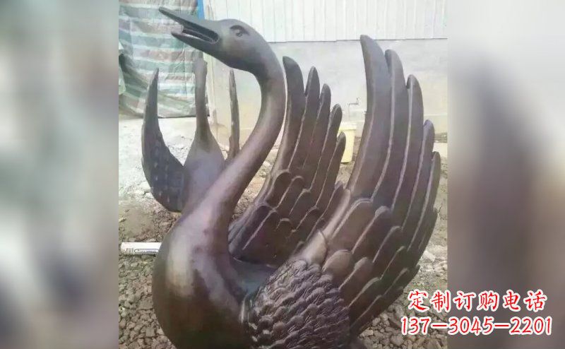 保定铸铜天鹅铜雕