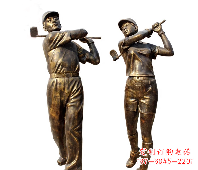 保定公园打高尔夫人物铜雕