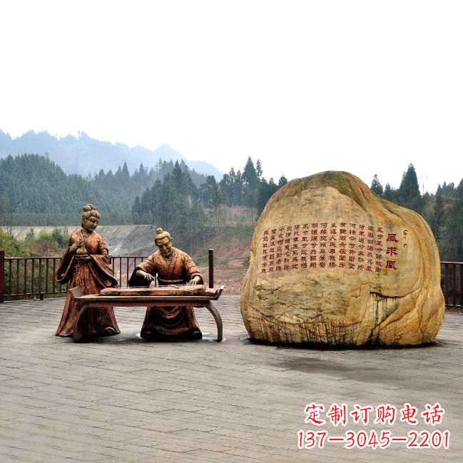 保定卓文君与司马相如凤求凰公园景观雕塑-历史典故人物情景雕塑
