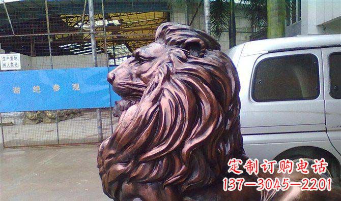 保定紫铜西洋狮子铜雕 (2)