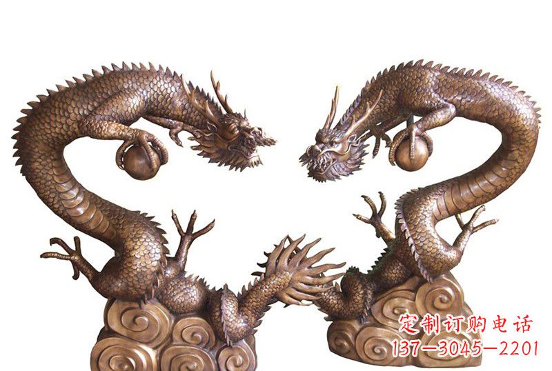 保定紫铜铸双龙戏珠