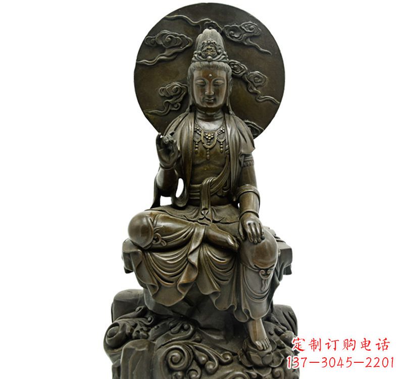 保定自在观音菩萨仿古铜雕佛像