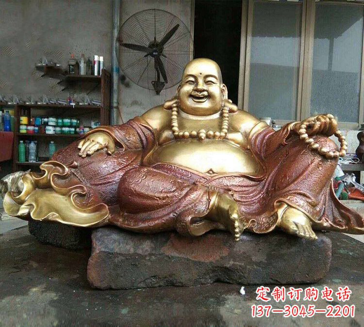 保定宗教供奉坐式弥勒佛铜雕