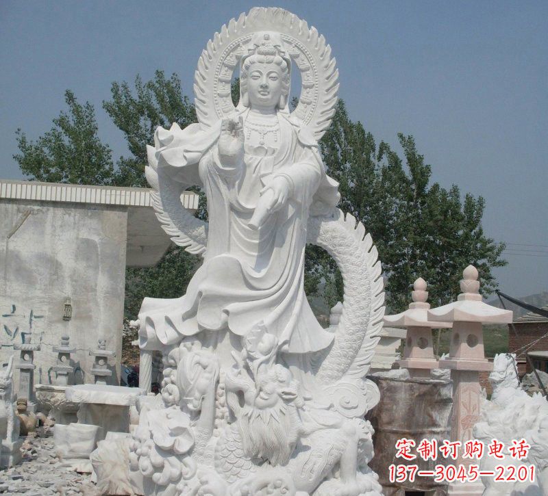 保定宗教庙宇乘龙观音石雕