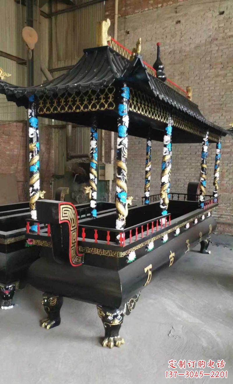 保定宗教庙宇方形香炉铜雕
