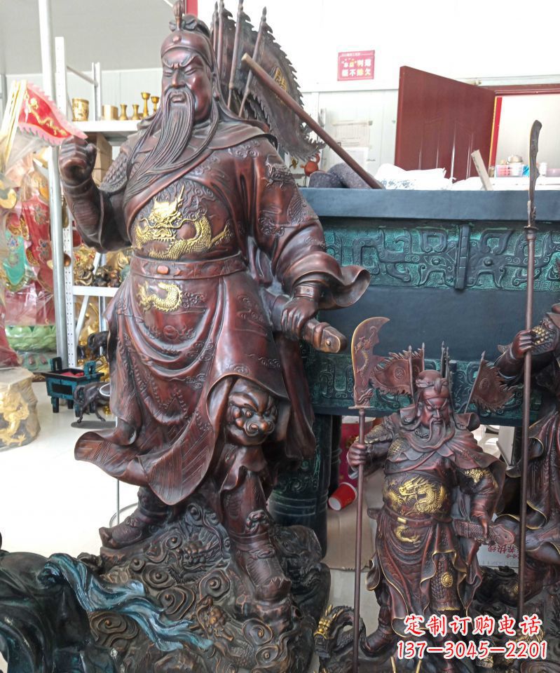 保定宗教庙宇关公武财神铜雕