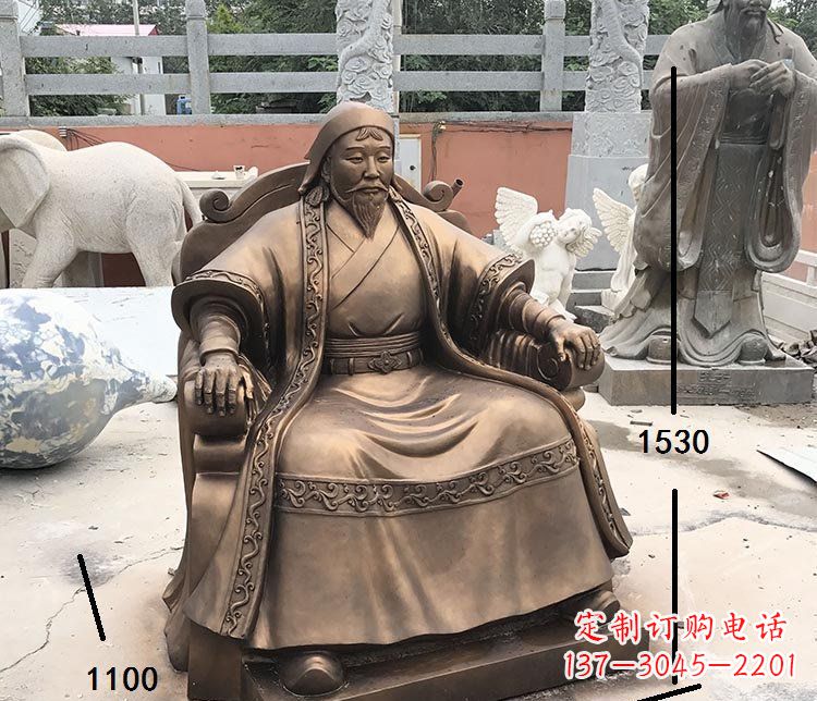 保定坐式成吉思汗铜雕 (2)