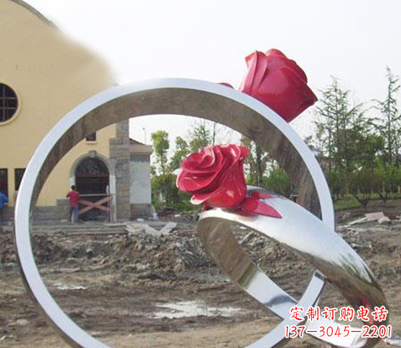 保定广场景观不锈钢戒指雕塑