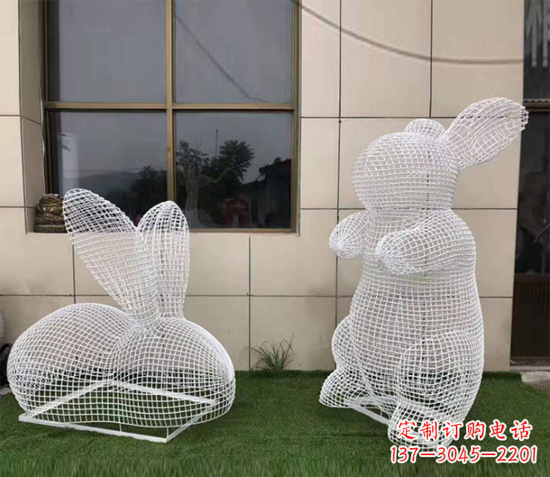 保定镂空不锈钢兔子雕塑
